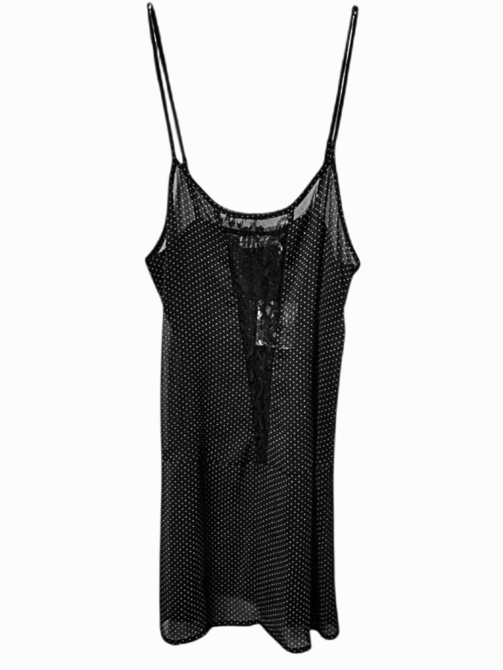 Y2K UO Pins & Needles Black Sheer Mini PolkaDot Lace Side Zipper Slip Dress